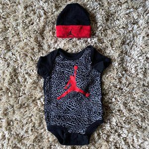 Jordan Onesie + Hat Set 0-6 Months